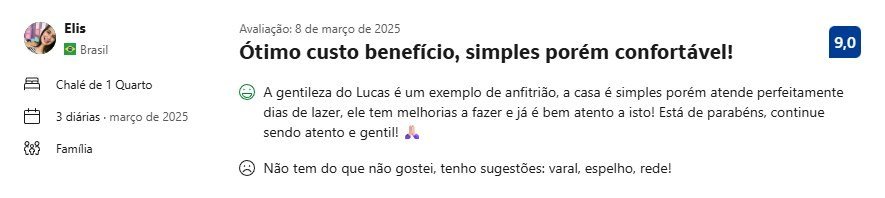 Print de avaliação no Booking.com