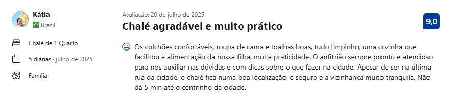 Print de avaliação no Booking.com