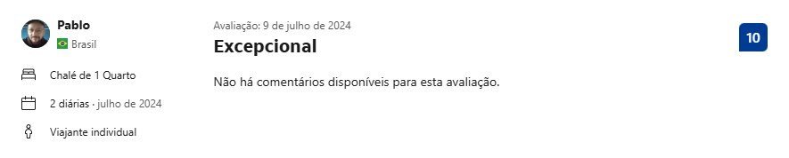 Print de avaliação no Booking.com