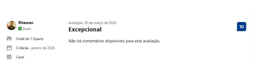 Print de avaliação no Booking.com