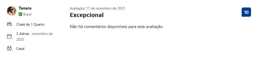 Print de avaliação no Booking.com